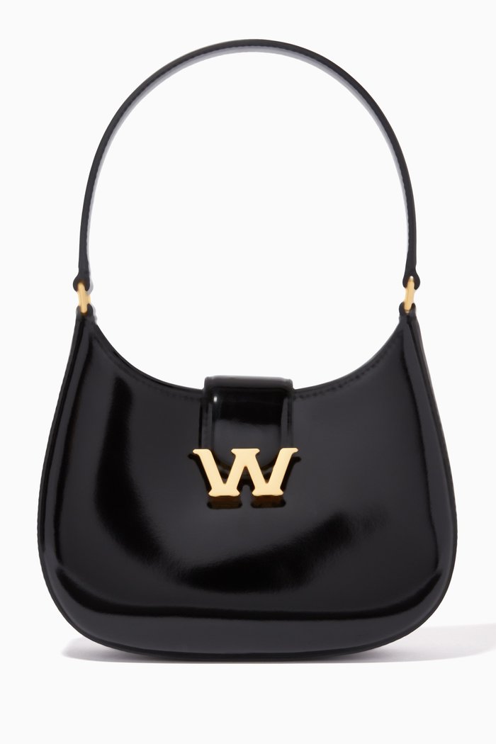 

Small W Legacy Hobo Shoulder Bag in Patent Leather, Black