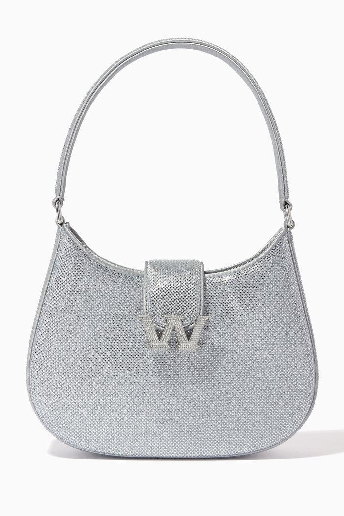 

Small W Legacy Hobo Shoulder Bag in Crystal Satin, Silver