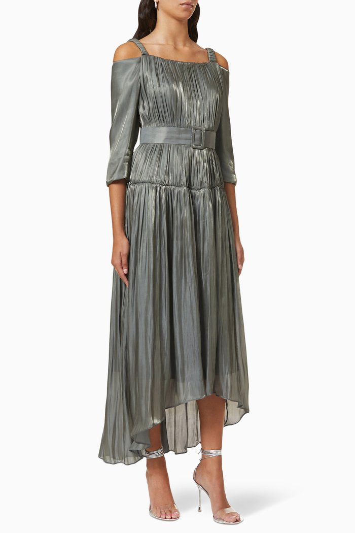 

Pleated Midi Dress, Grey