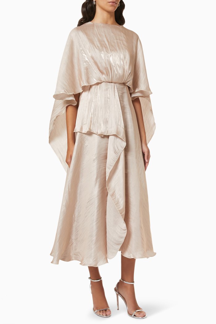 

Draped Midi Dress, Neutral