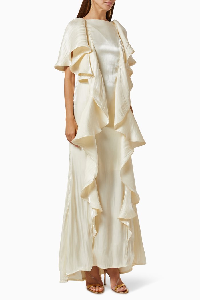 

Ruffled Maxi Dress, Neutral