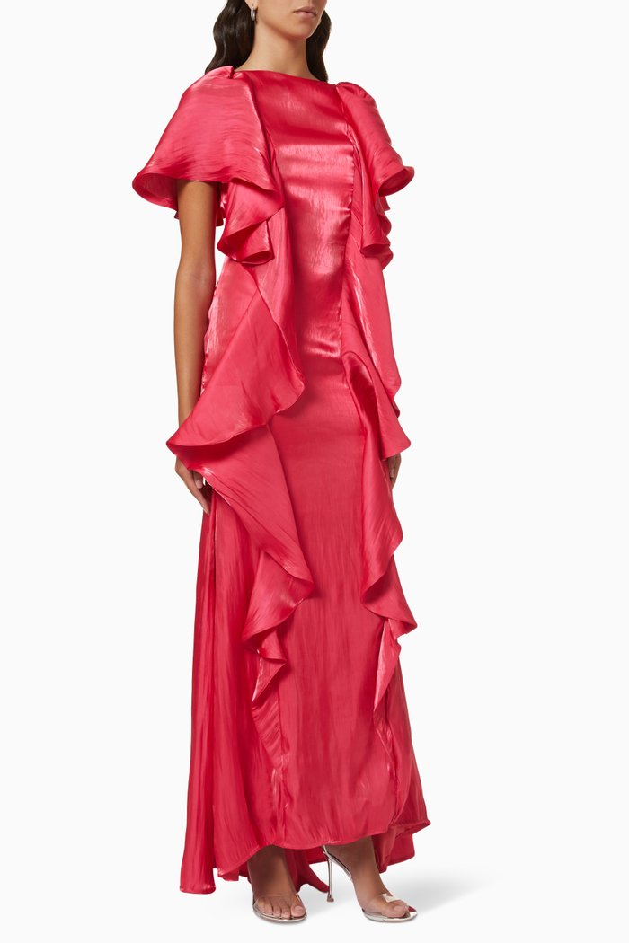 

Ruffled Maxi Dress, Red