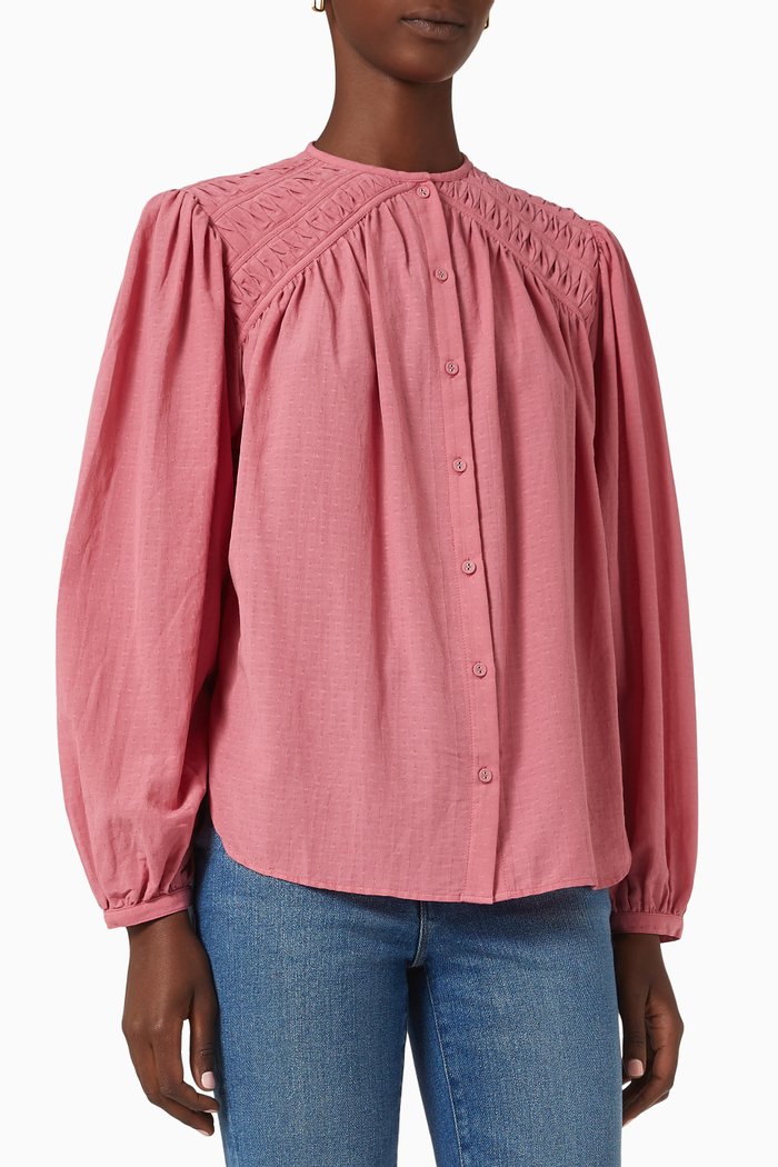 Daisy Shirt in Cotton Dobby, Pink