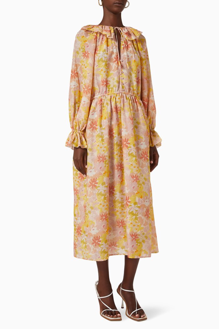 

Elainne Dress in Cotton Silk Dobby, Multicolour