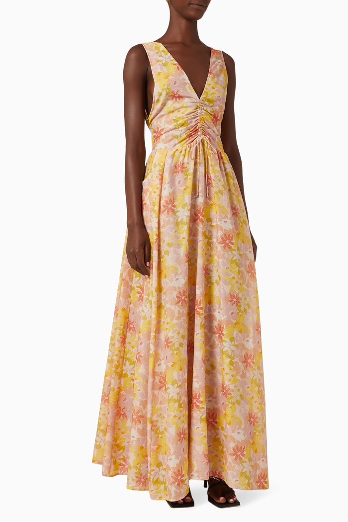 

Miriam Maxi Dress in Cotton Dobby, Multicolour