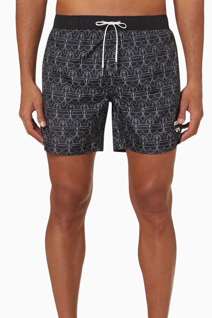 

All-over Logo Sweatshorts in Nylon, Black