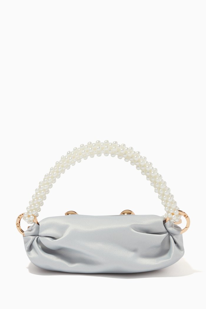 

Nino Tiny Tote Bag in Silk Satin, Grey