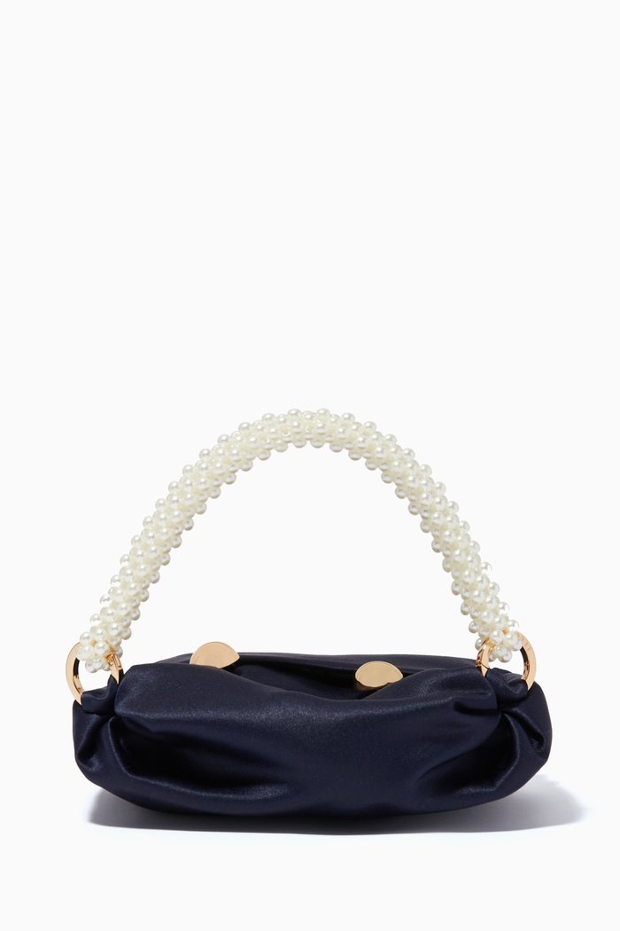 

Nino Tiny Tote Bag in Silk Satin, Blue