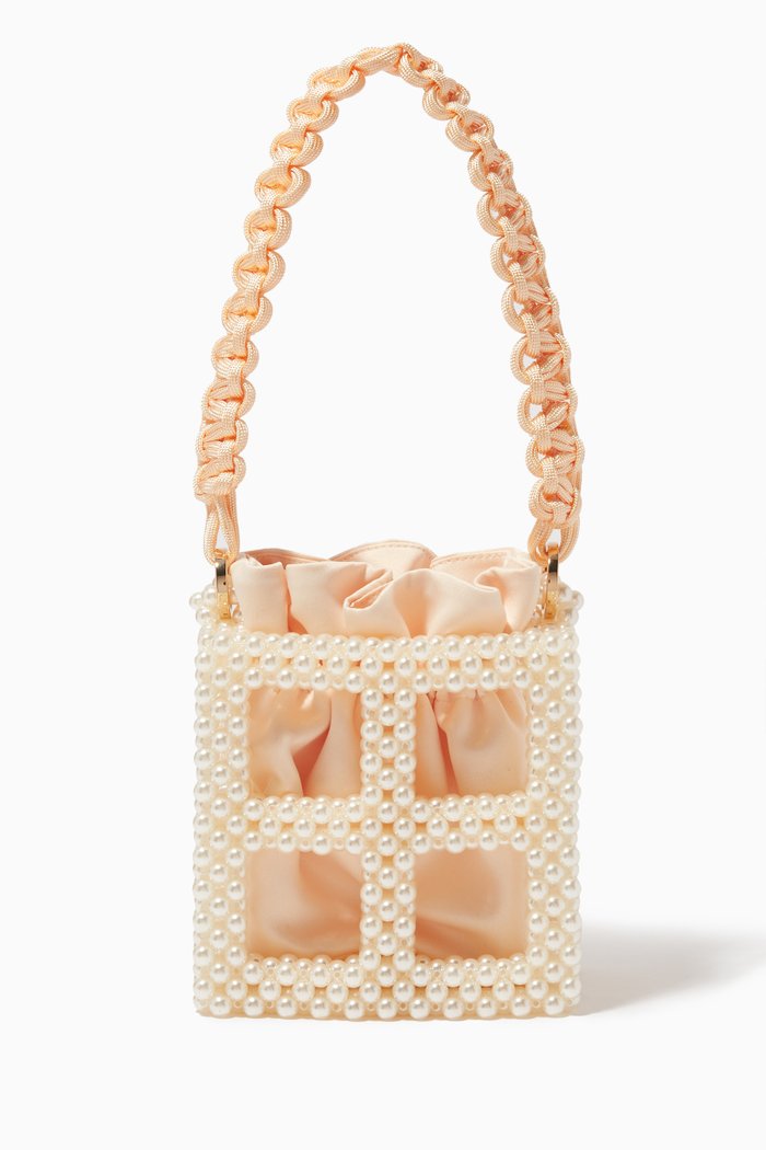 

Tekla Bucket Bag in Acrylic Pearls & Satin, Neutral