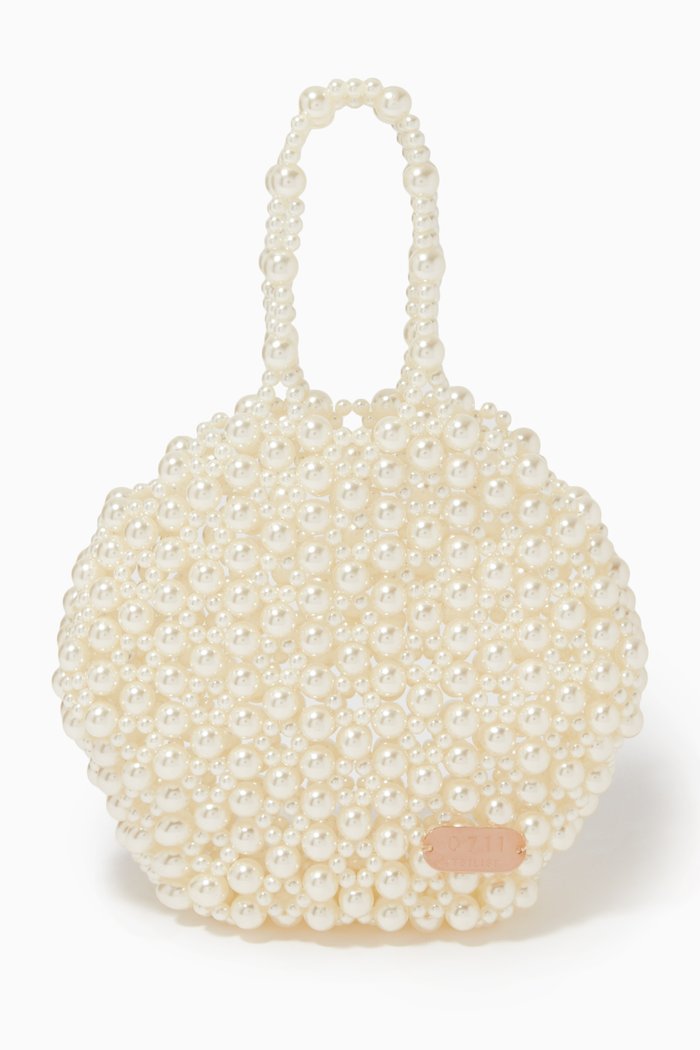 

Georgia Tote Bag in Acrylic Pearls, Neutral