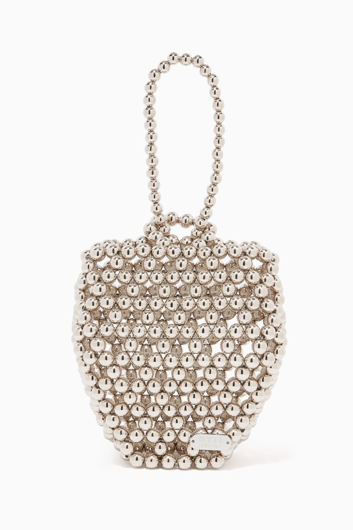 

Strawberry Mini Bag in Brass Beads, Silver