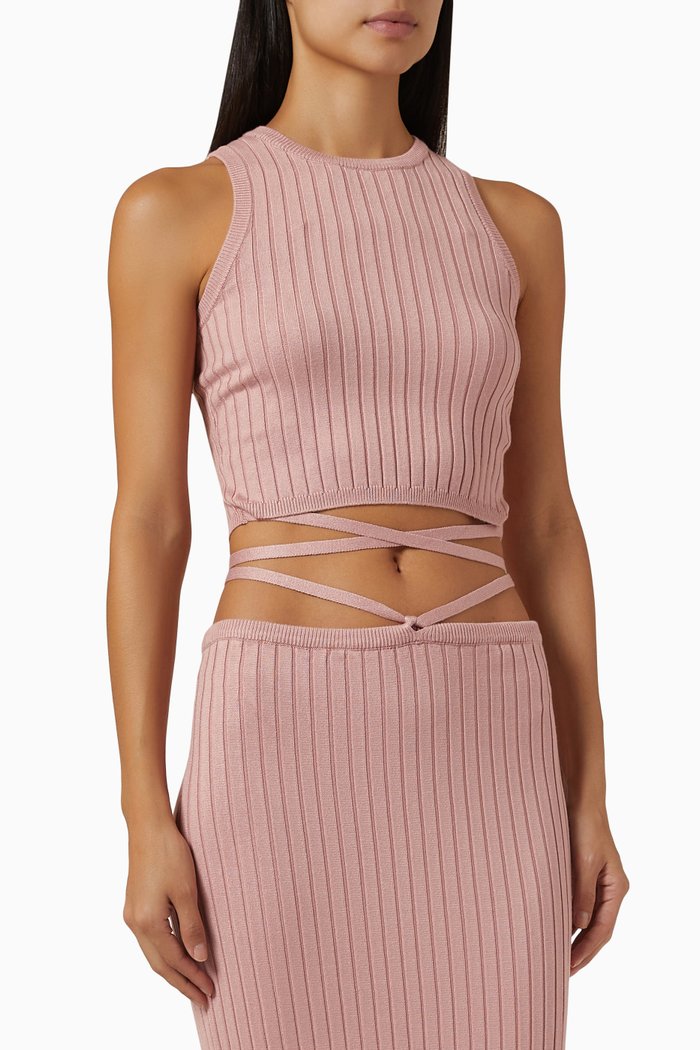 

Aria Crop Top in Viscose Rib-knit, Purple