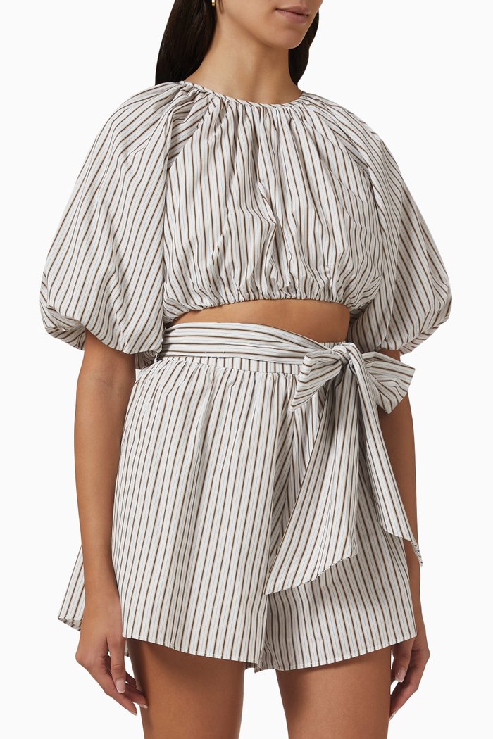 

Cassia Crop Top in Cotton Poplin, Blue