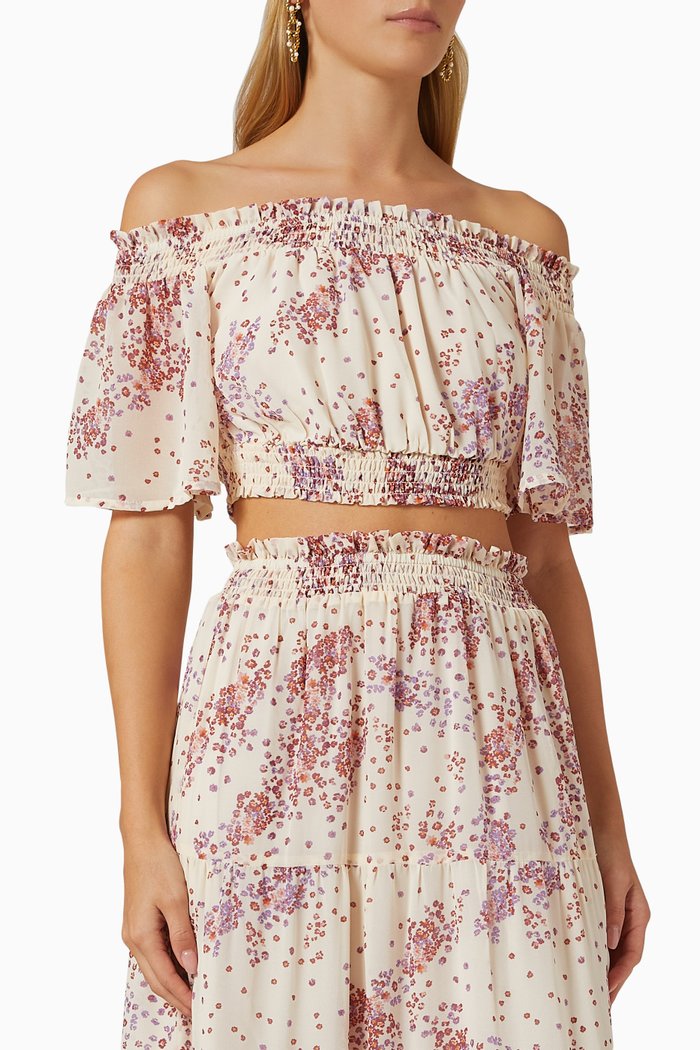 Tahlia Crop Top in Chiffon, Neutral
