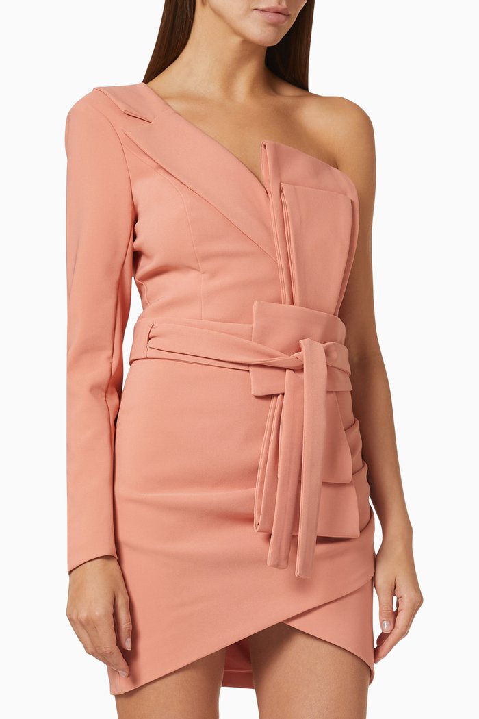 

One Shoulder Wrap Dress, Orange