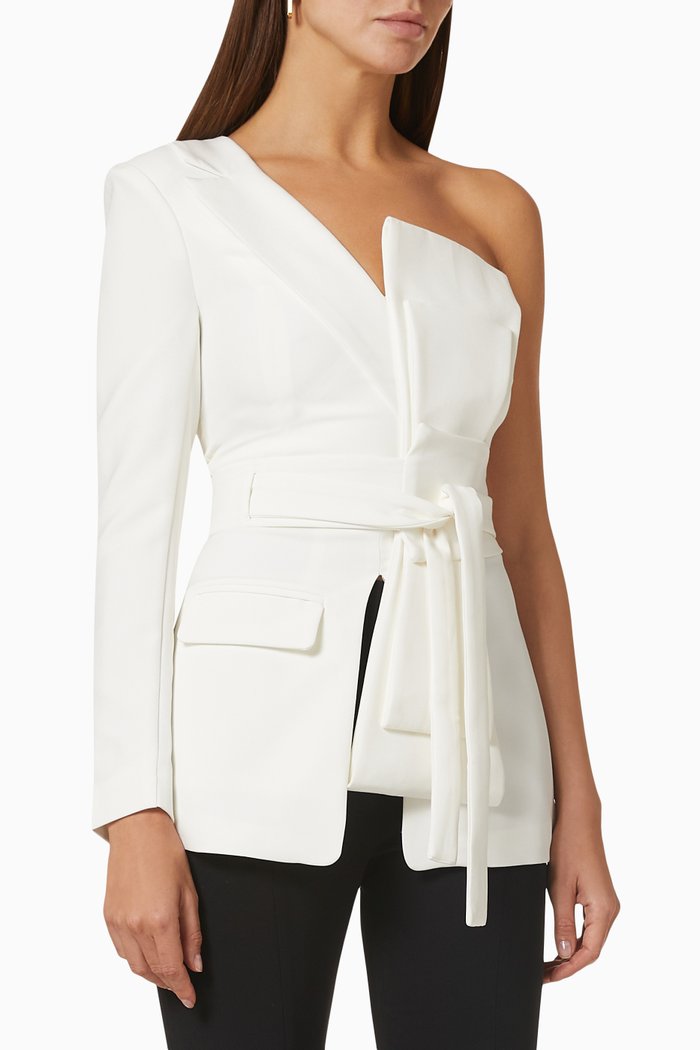 

One Shoulder Bow Jacket, White