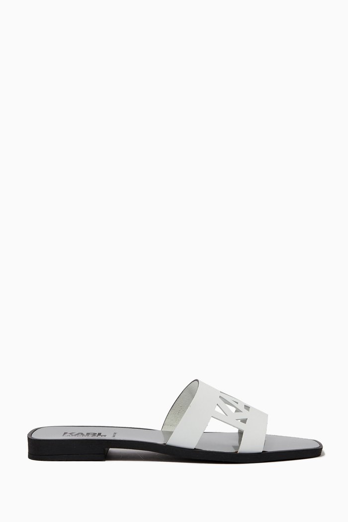 

Skoot li Karl Cut-out Sandals in Leather, White