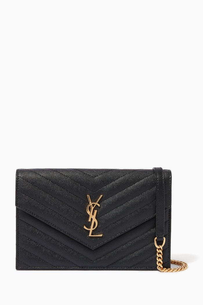 

Cassandre Chain Wallet in Matelassé Leather, Black