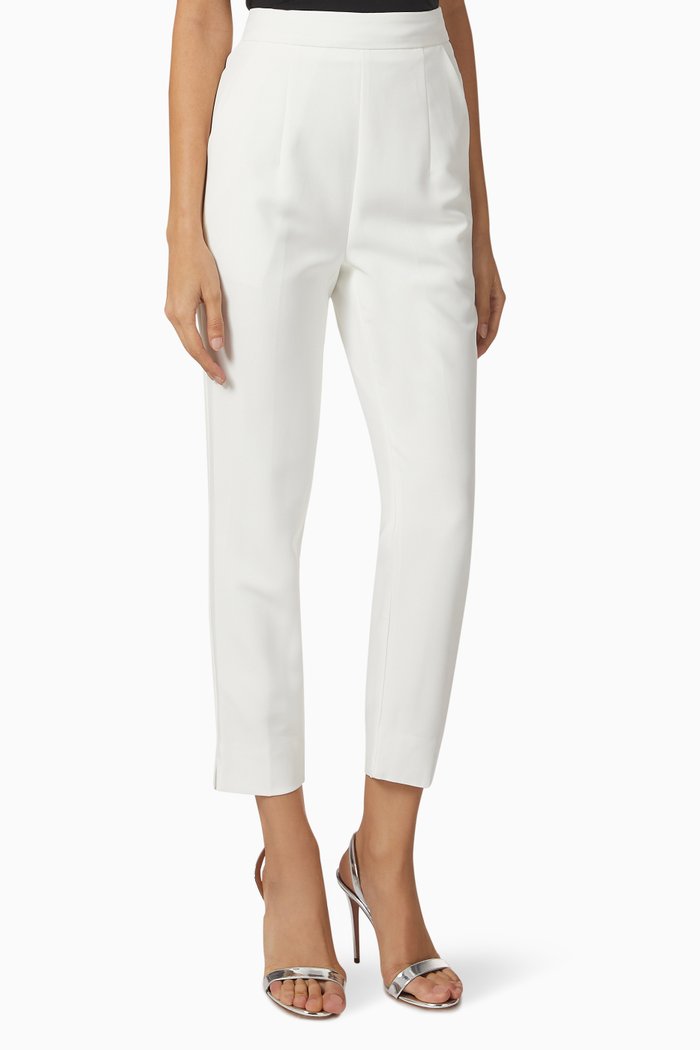 

High-waist Tapered Pants, White