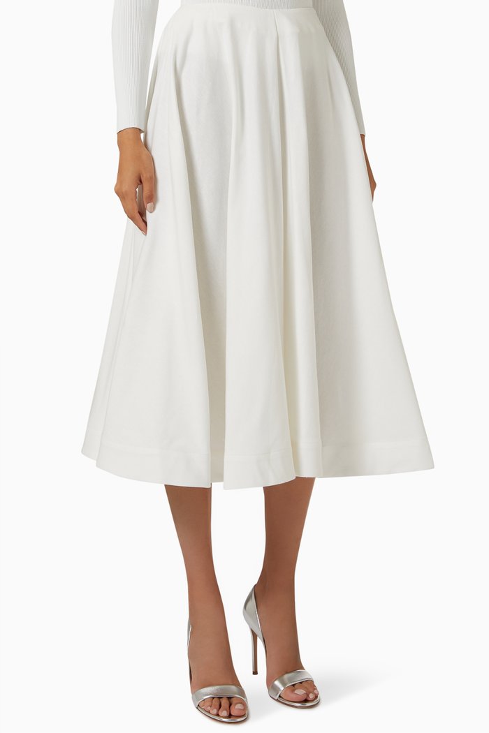 

Flared Midi Skirt in Cotton, White
