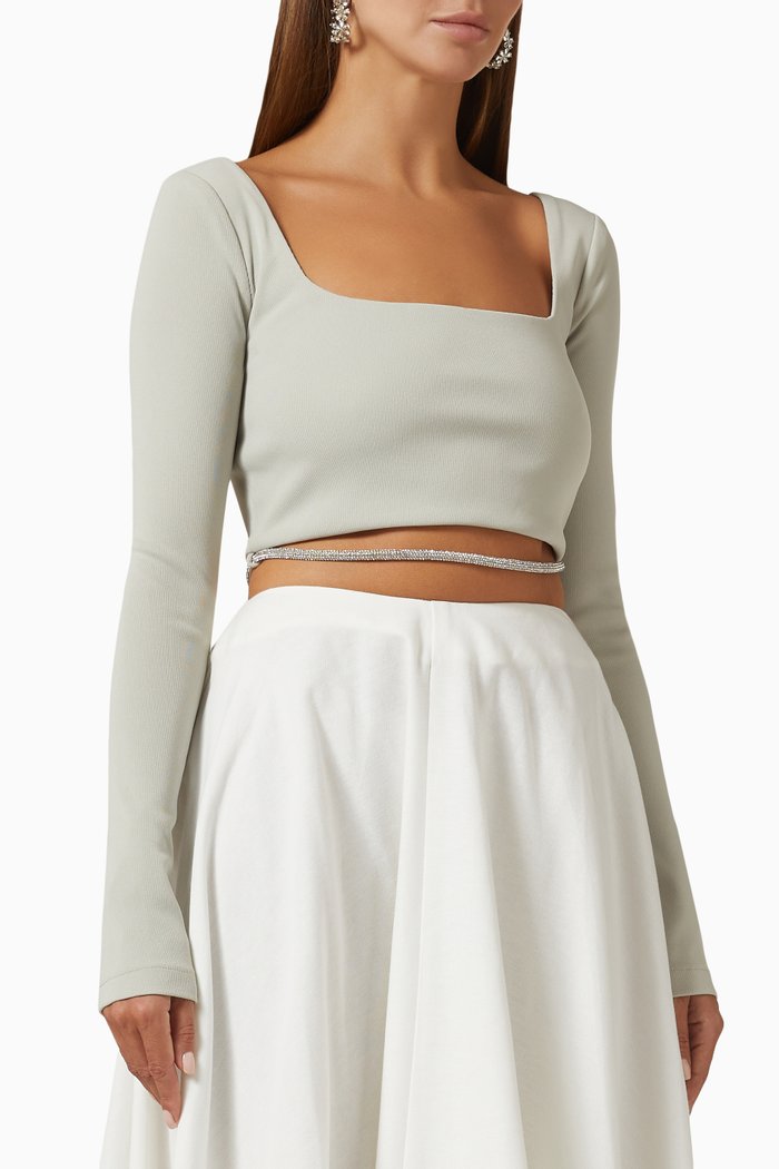 

Crystal Strap Crop Top in Jersey, Green