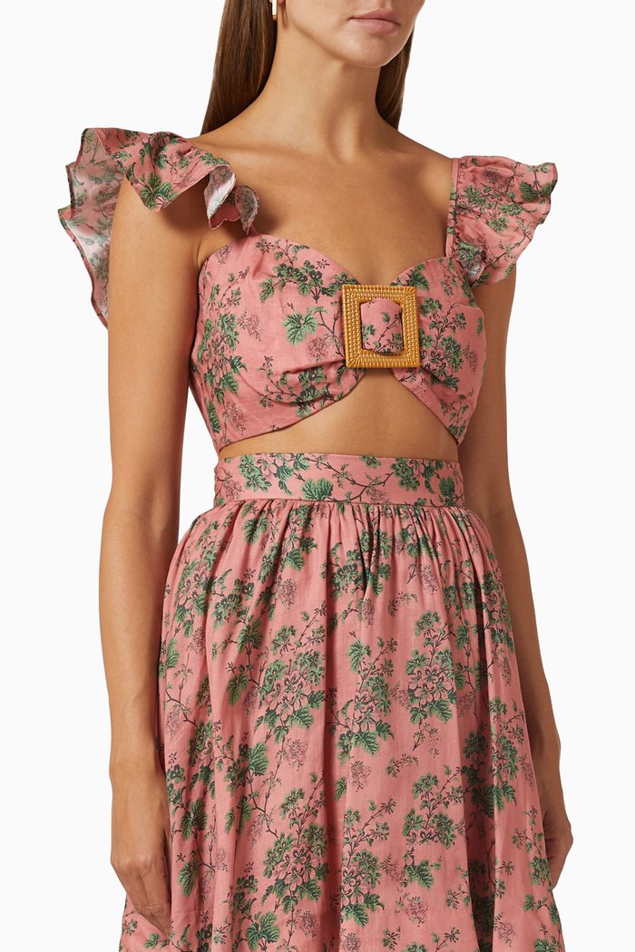 Flourish Crop Top in Ramie, Pink