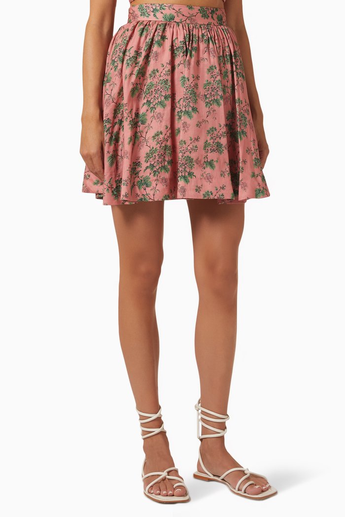 

Flourish Mini Skirt in Ramie, Pink