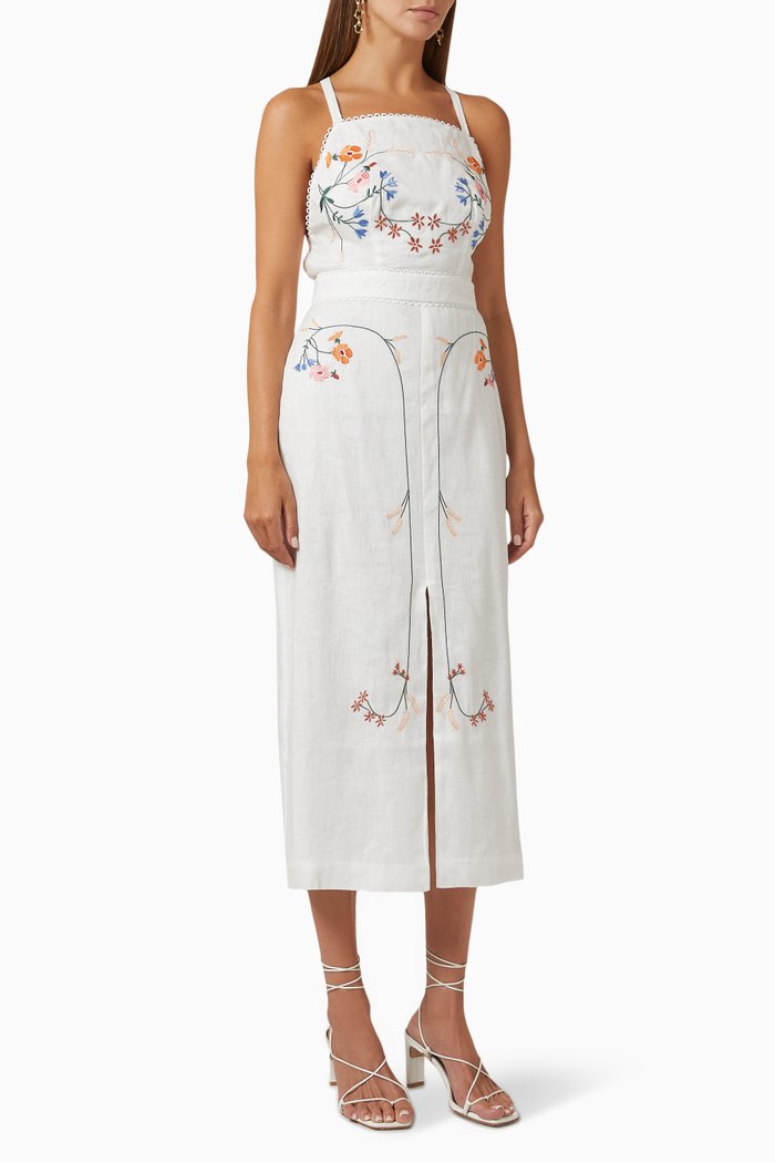 

Sicily Midi Dress in Linen, White