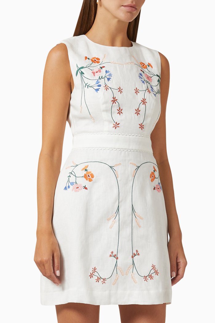 Sicily Mini Dress in Linen, White