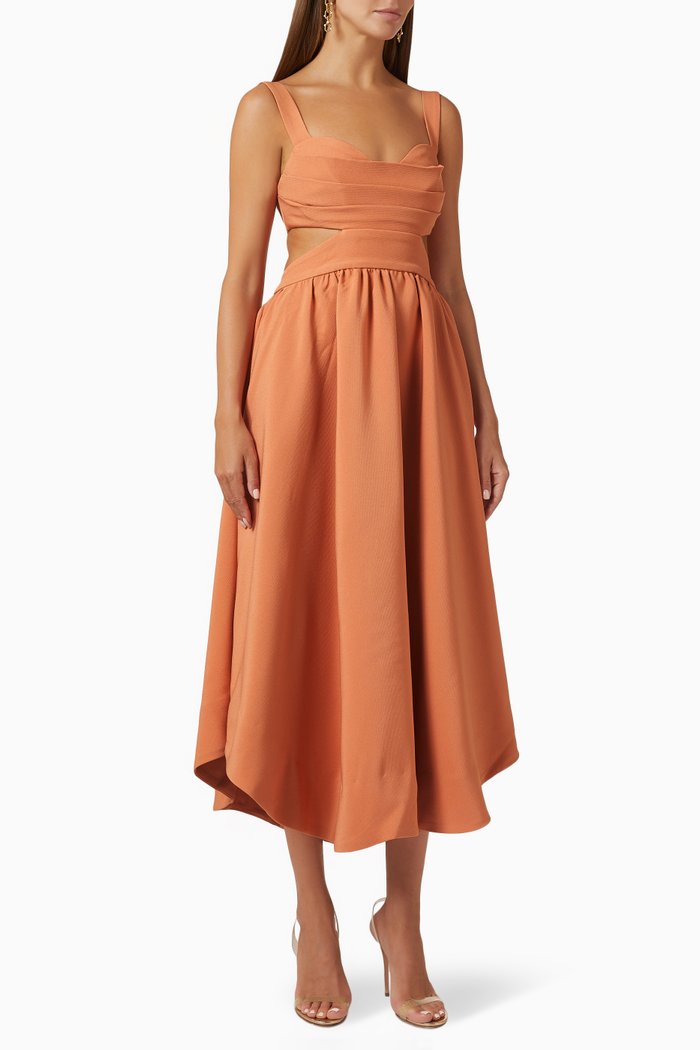 

Drift Midi Dress in Stretch Crepe, Orange
