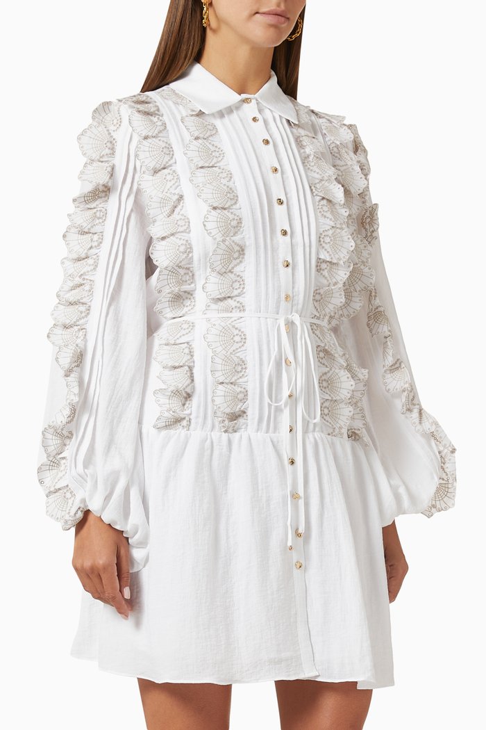 

Evermore Long-sleeve Mini Dress in Viscose Blend, White