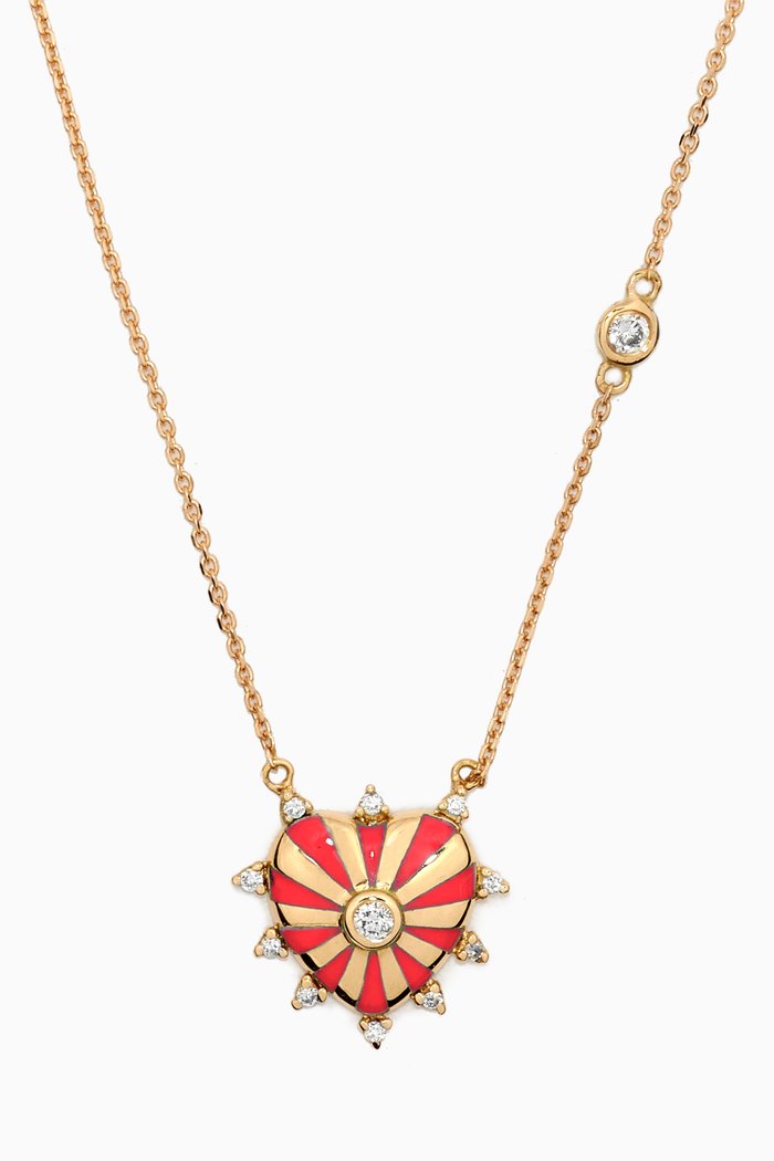 

Mini Mila Heart Diamond Necklace in 18kt Yellow Gold, Pink