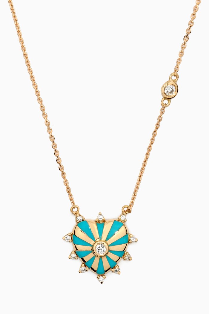 

Mini Mila Heart Diamond Necklace in 18kt Yellow Gold, Blue