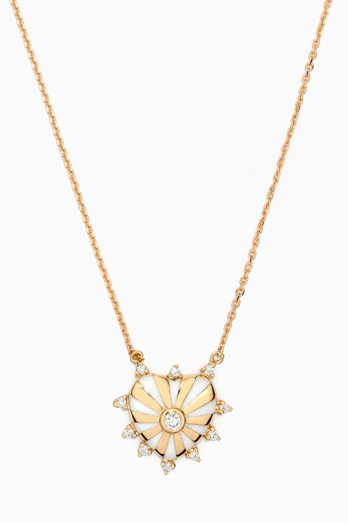 Mini Mila Heart Diamond Necklace in 18kt Yellow Gold, White