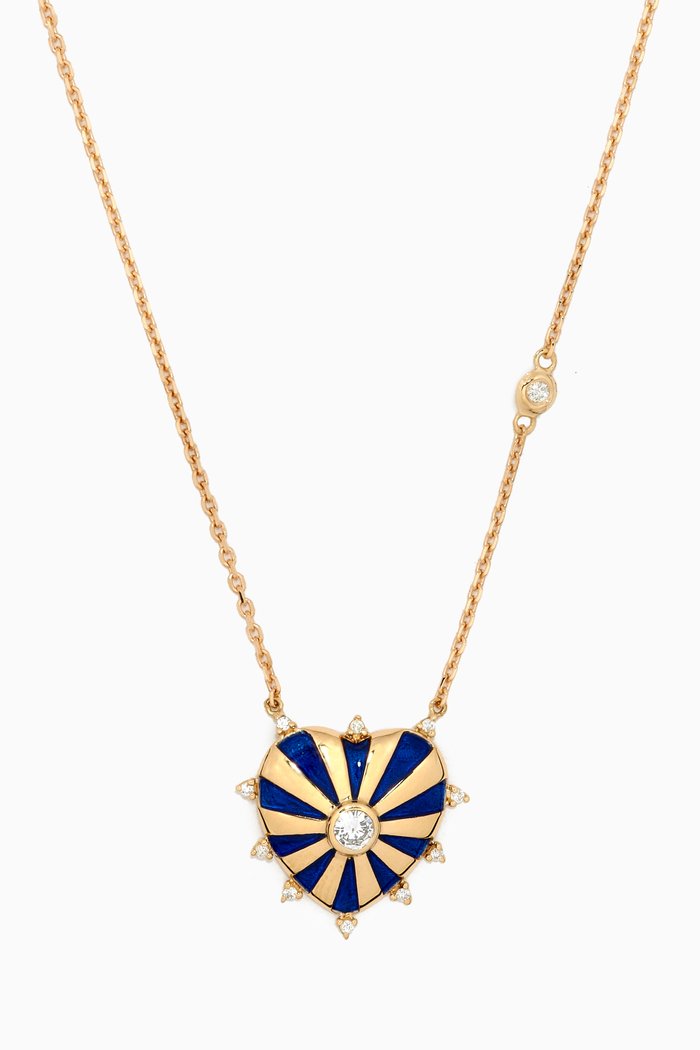

Medium Mila Heart Diamond Necklace in 18kt Yellow Gold, Blue