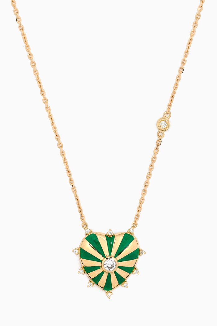 

Medium Mila Heart Diamond Necklace in 18kt Yellow Gold, Green