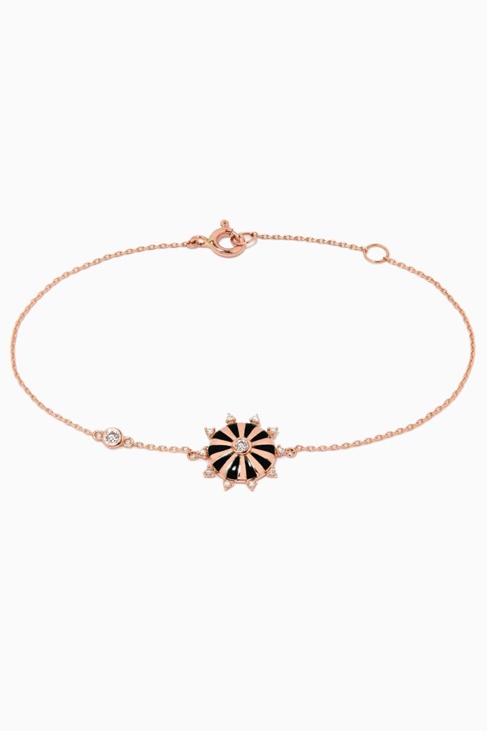 Mini Mila Sun Diamond Bracelet in 18kt Yellow Gold, Black