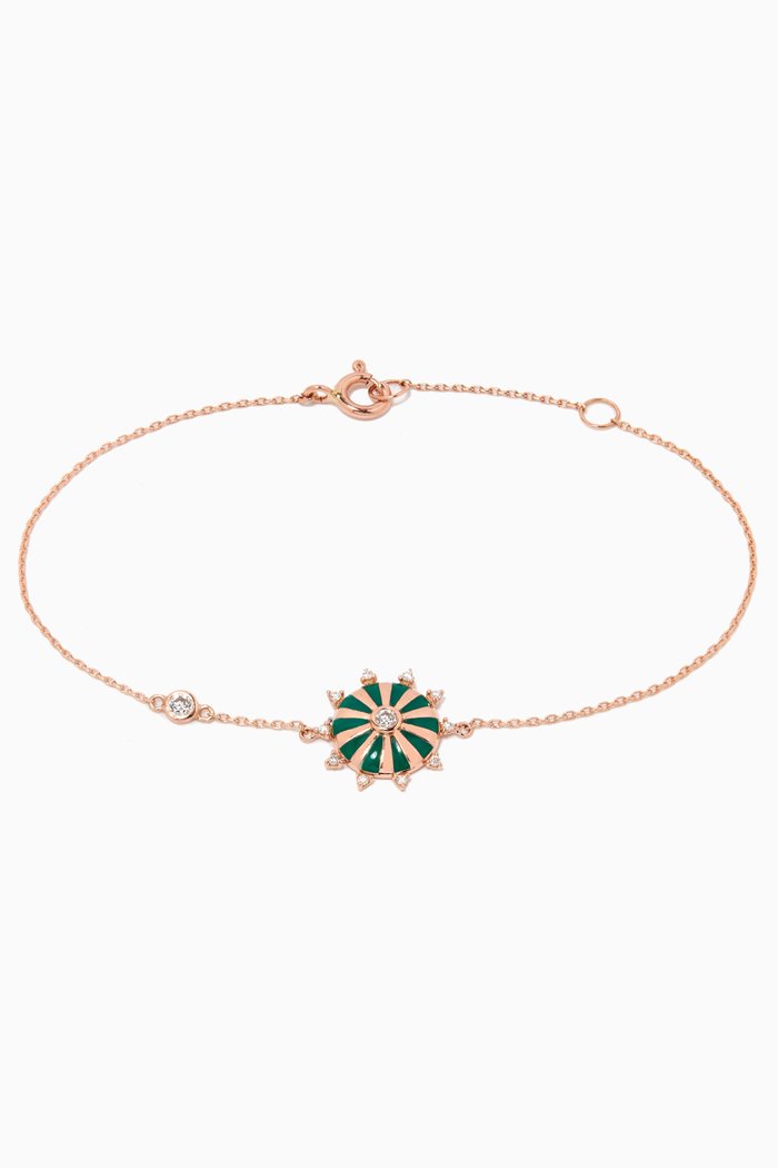 

Mini Mila Sun Diamond Bracelet in 18kt Yellow Gold, Green