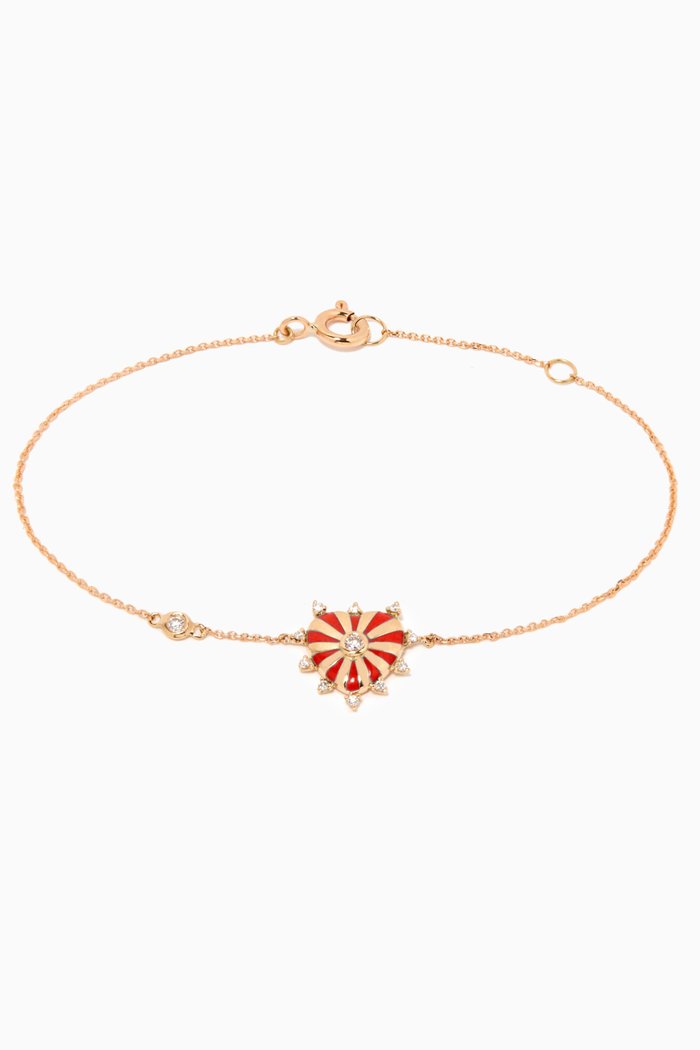 

Mini Mila Heart Diamond Bracelet in 18kt Yellow Gold, Red