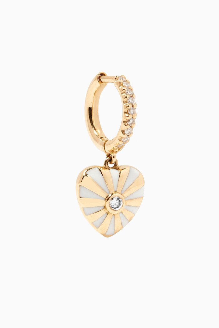 

Not So Mini Mila Heart Diamond Single Earring in 18kt Yellow Gold, White