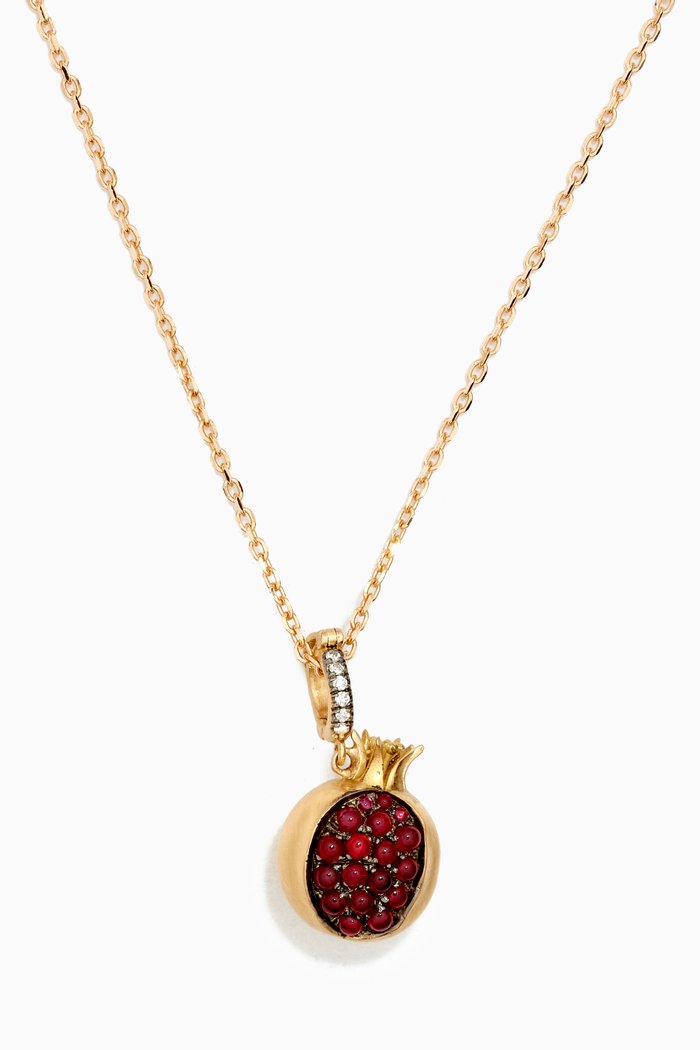 

Small Pomegranate Diamond & Ruby Necklace in 18kt Yellow Gold