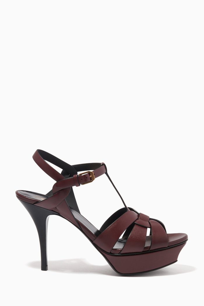 

Tribute 75 Platform Sandals in Smooth Leather, Burgundy