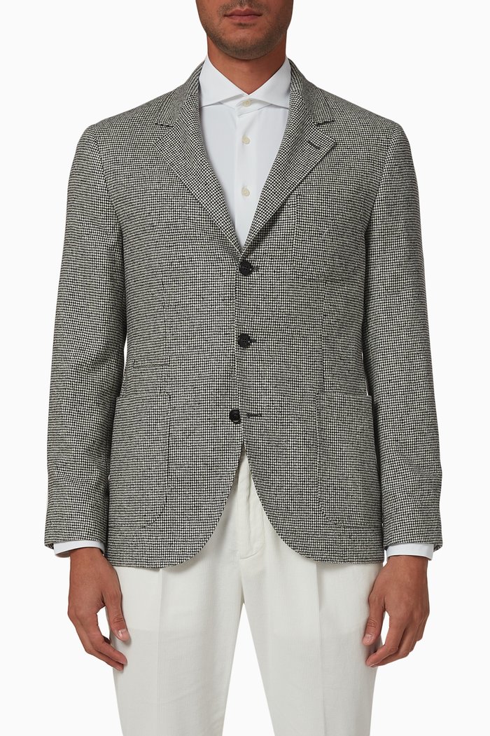 

Notched-collar Blazer in Wool Cashmere-blend, Grey