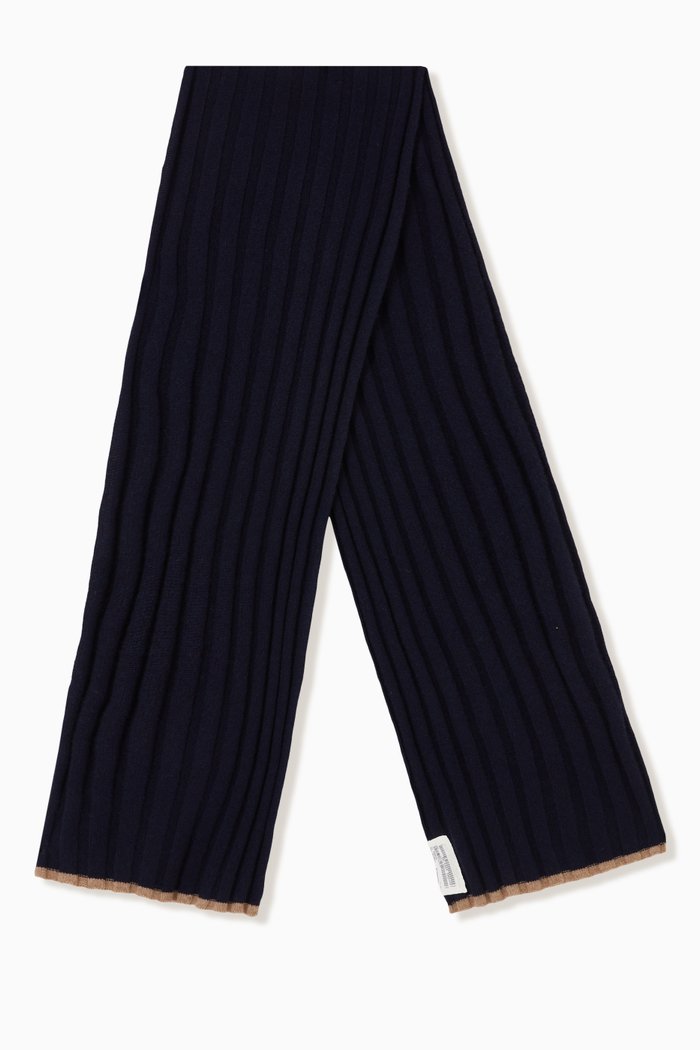 

Rib-knit Scarf in Cashmere, Blue