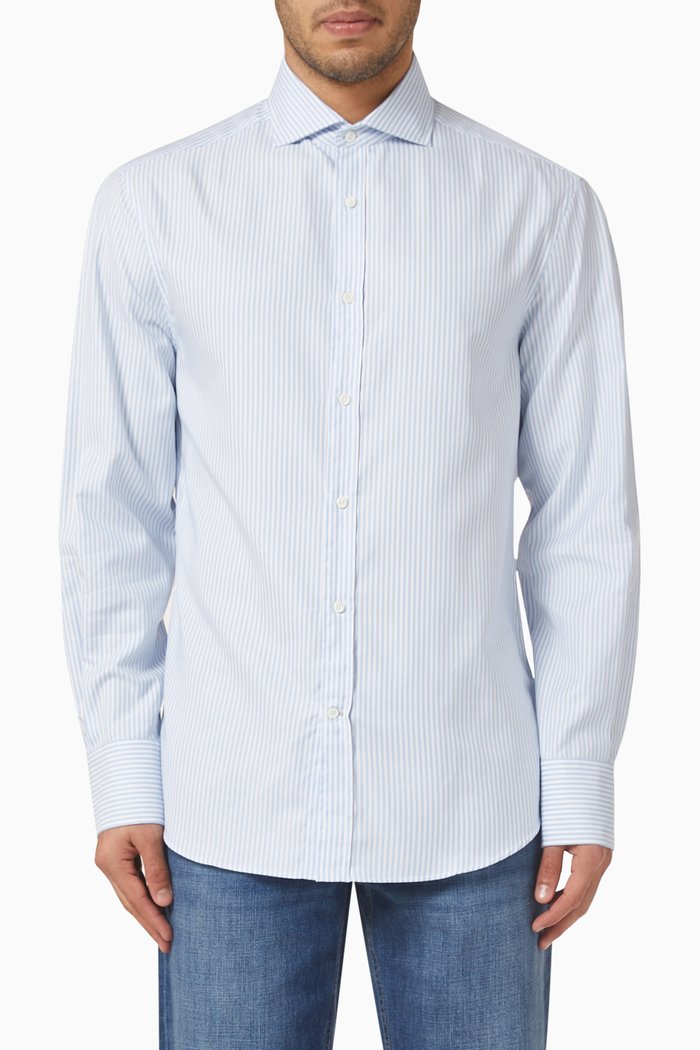 

Striped Shirt in Cotton Blend, White
