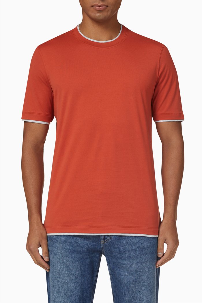 T-shirt in Cotton Jersey, Orange