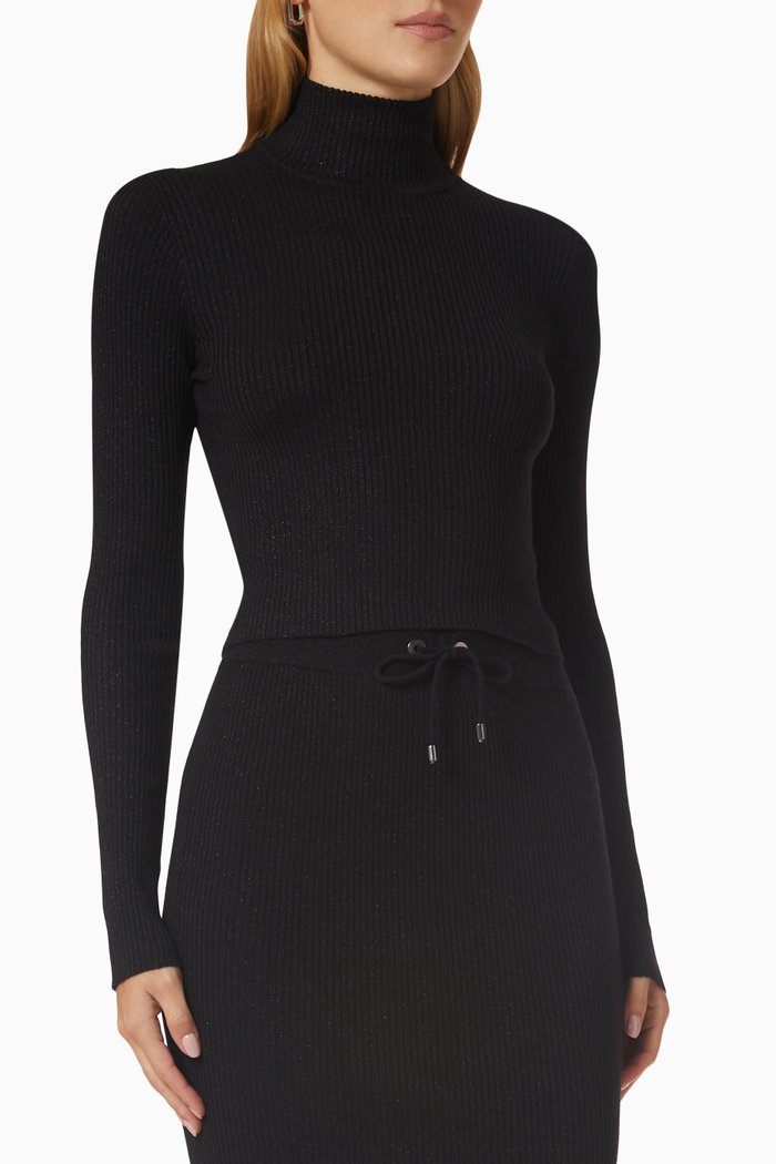 

Turtleneck Top in Cashmere-knit, Black