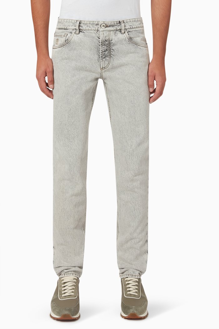 

Slim-fit Mid-rise Jeans in Denim, Grey