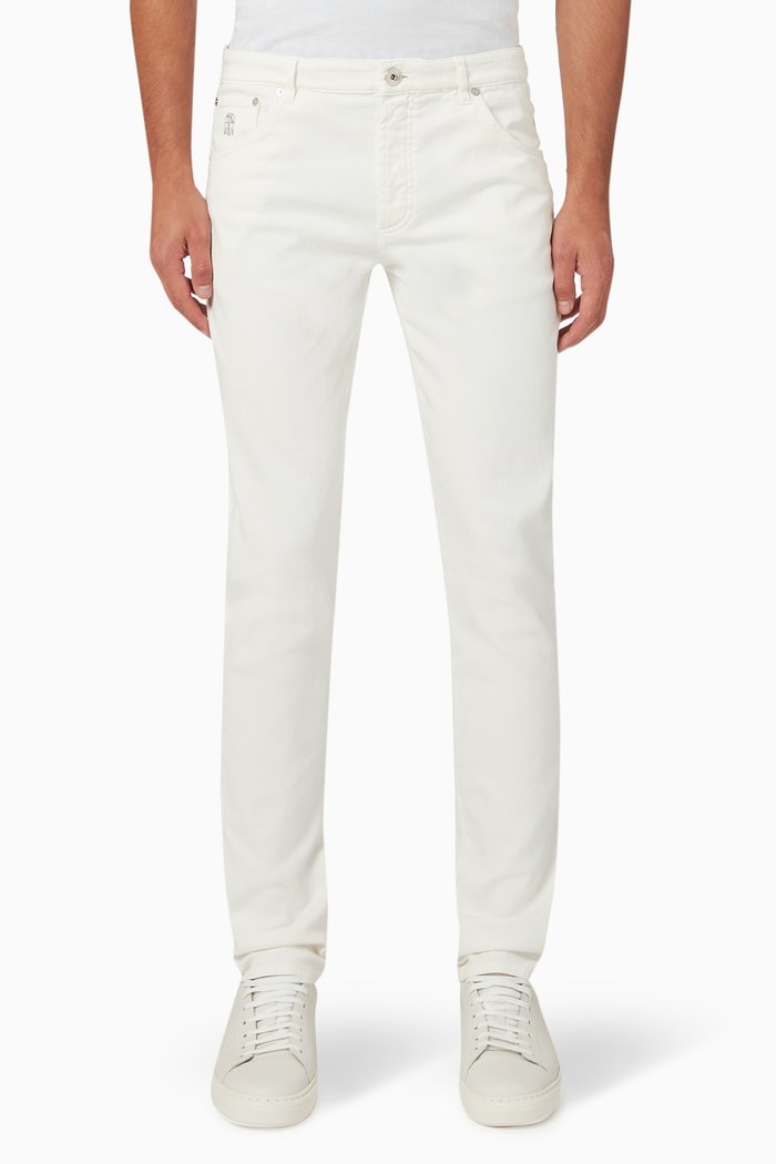 

Slim-fit Mid-rise Jeans in Denim, White