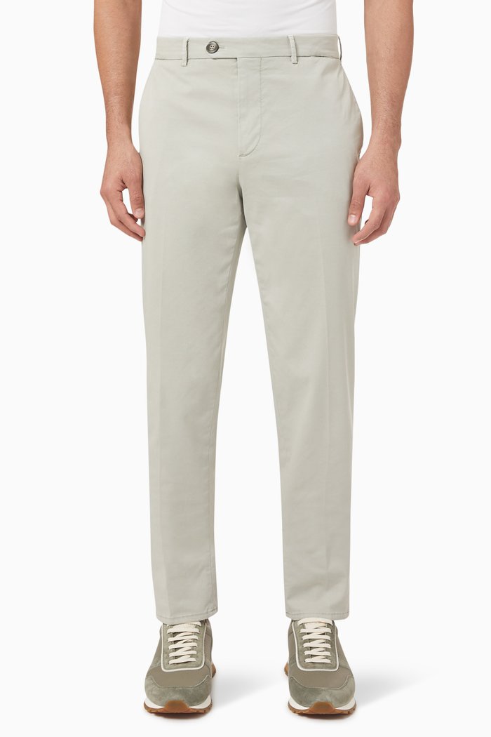 

Garment-dyed Italian Fit Pants in Pima Cotton Gabardine, Brown